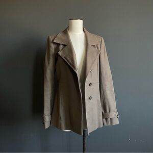 Reiss Taupe Tailored Jacket Minimalist Peplum Blazer Quiet Luxury Workwear